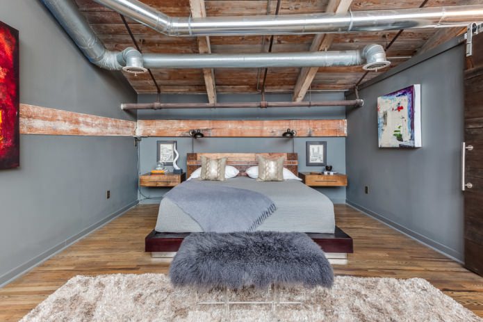 industrial style bedroom with open communications industrial style bedroom with open communications