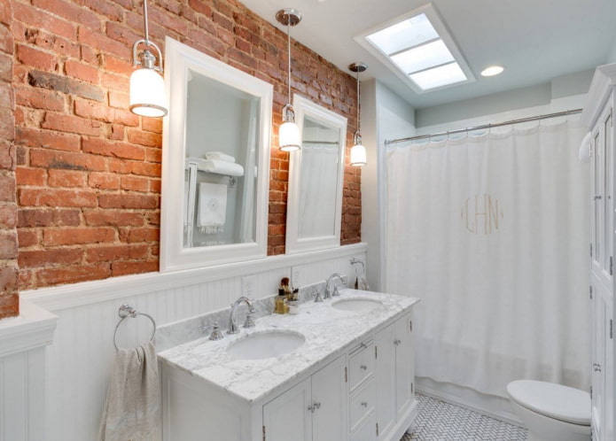 combination of lining and brick