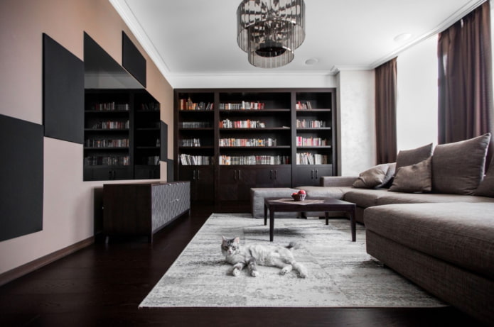 bookcases in the living room