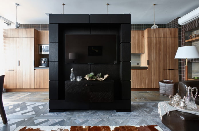 zoning of the kitchen-living room