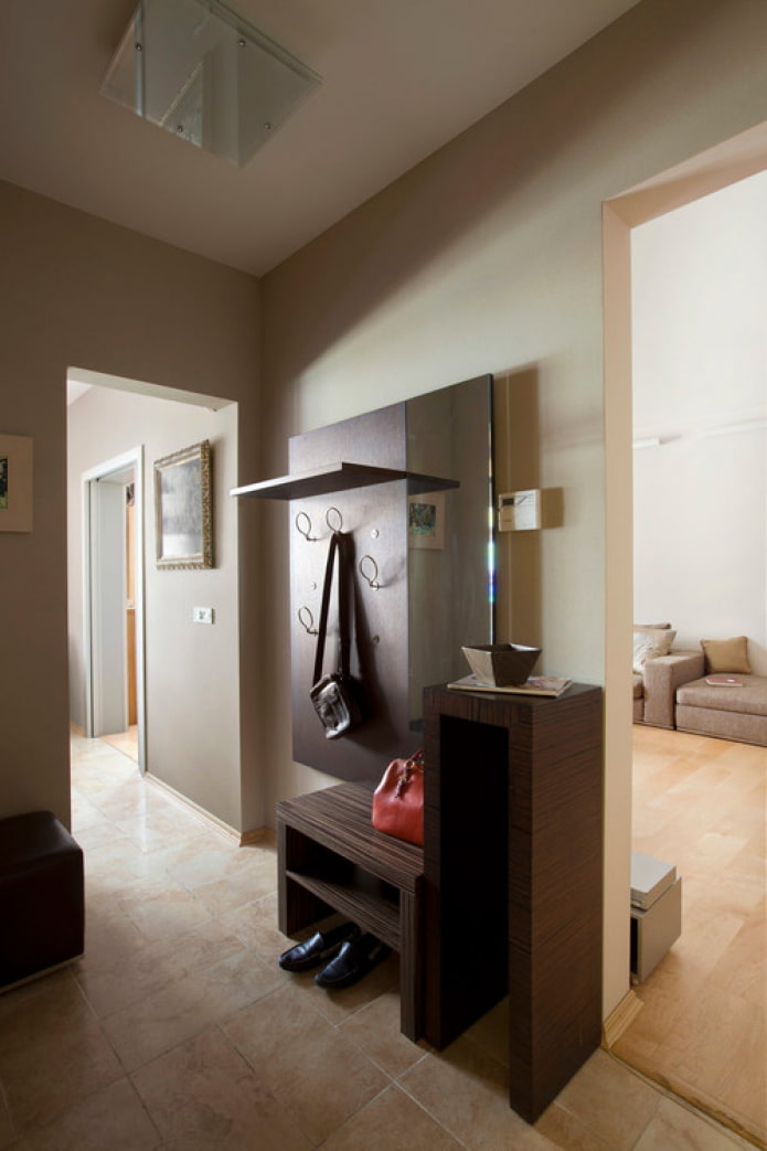 dark furniture in the hallway