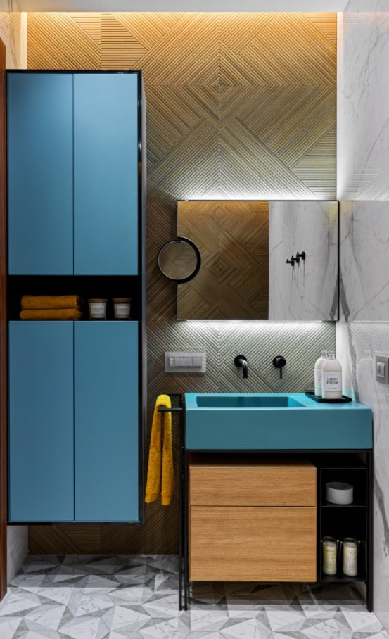 blue sink in the interior blue sink in the interior