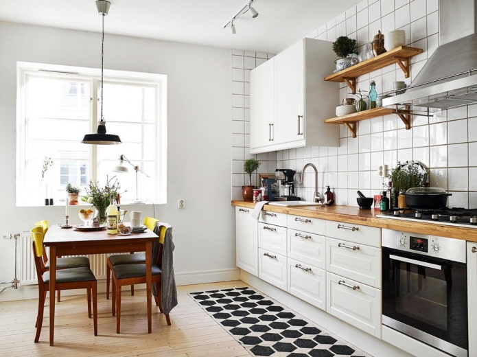 white tiles in the kitchen