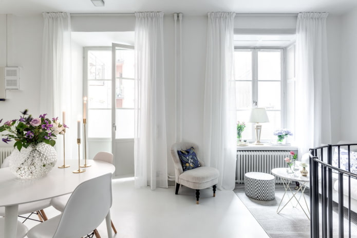 white curtains in the living room