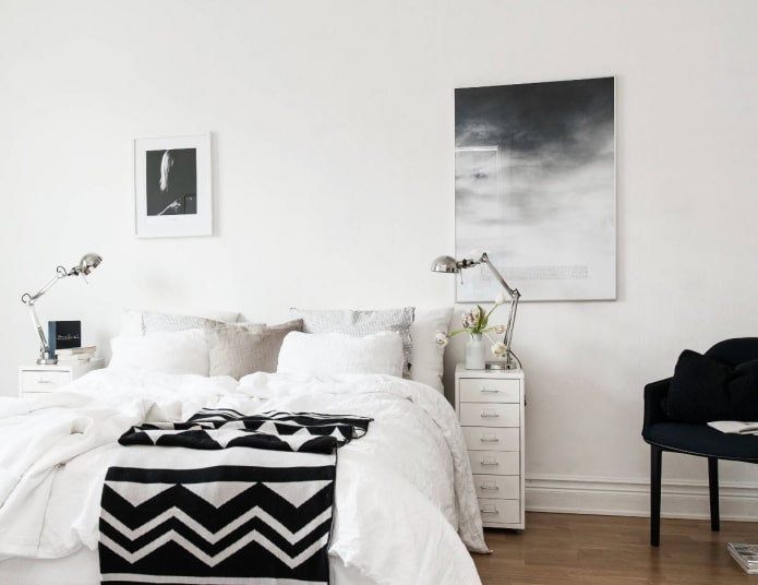 black and white bedroom