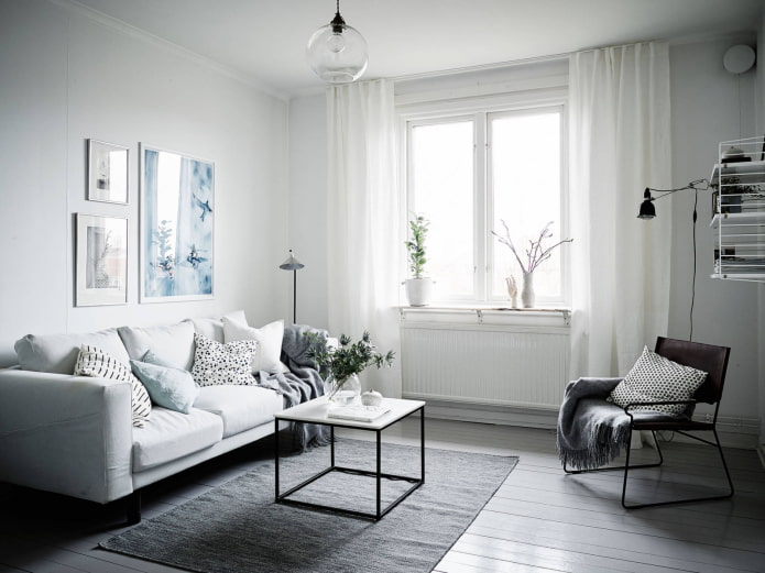 white curtains in the hall