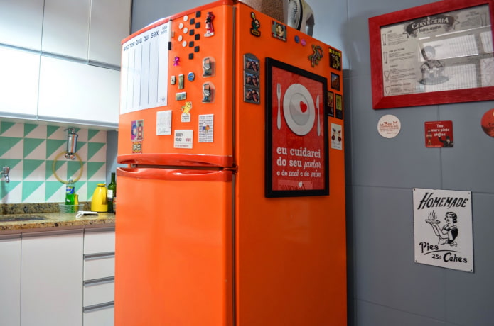 Bright orange refrigerator