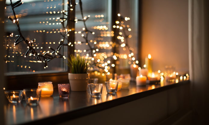 Window sill with candles Window sill with candles