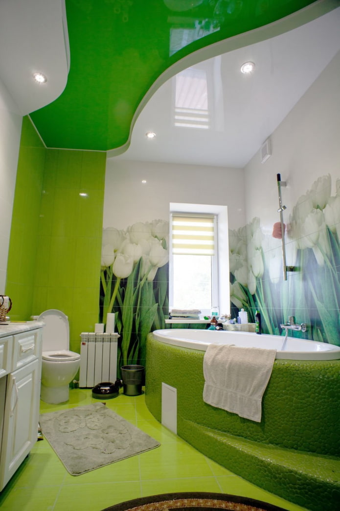 tiered ceiling in the bathroom