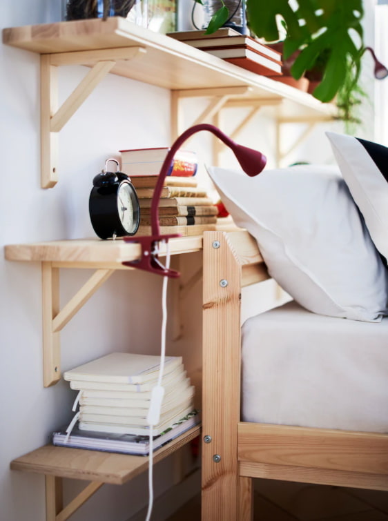 SANDSHULT shelf behind the bed SANDSHULT shelf behind the bed