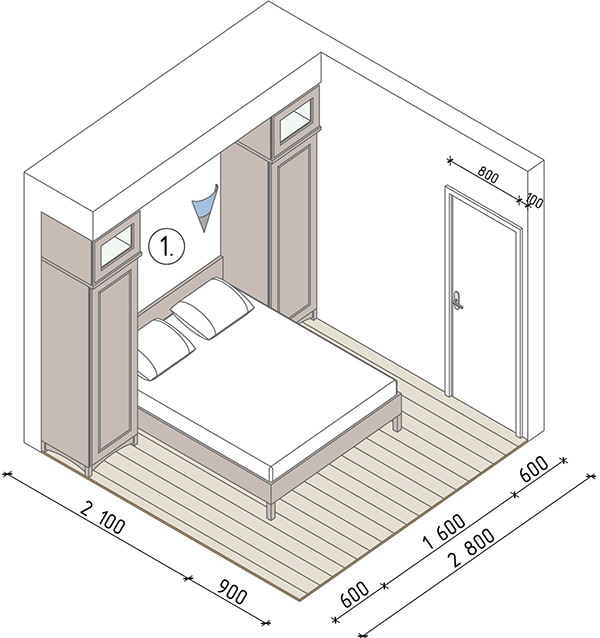 bedroom plan 6 sq m