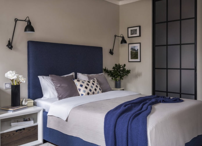 blue bed in the interior