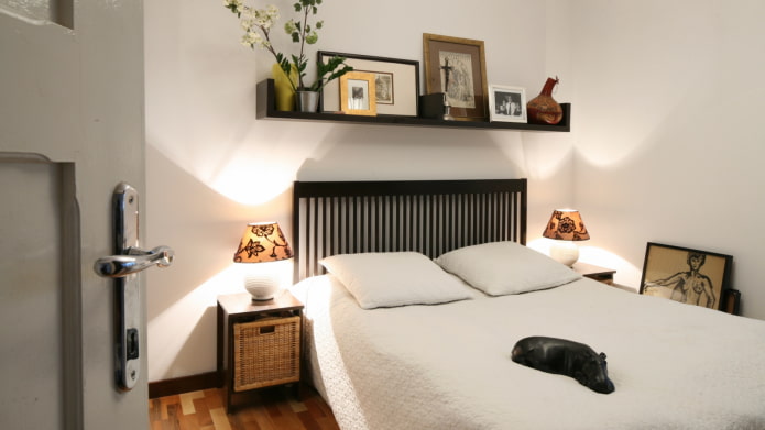 shelf above the headboard