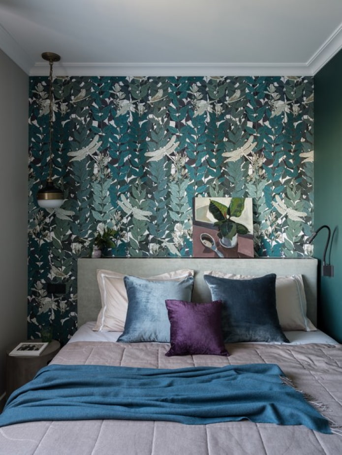 bedroom with bright wall