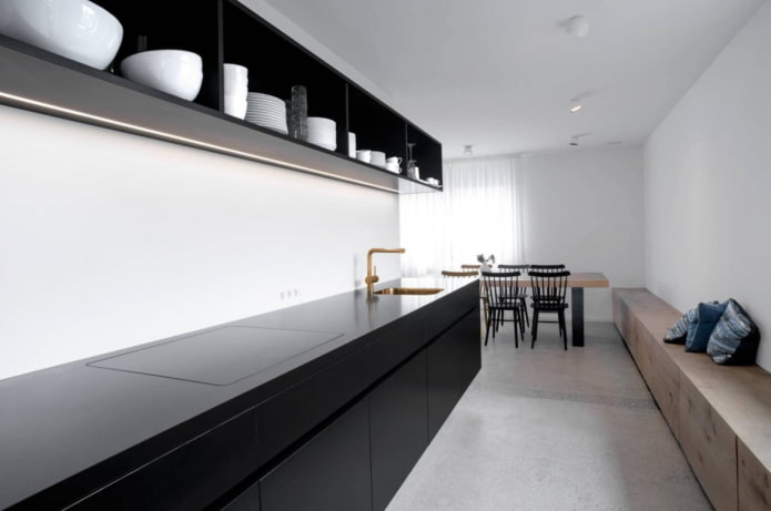modern kitchen with gold