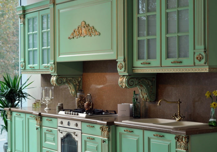 green kitchen with patina green kitchen with patina