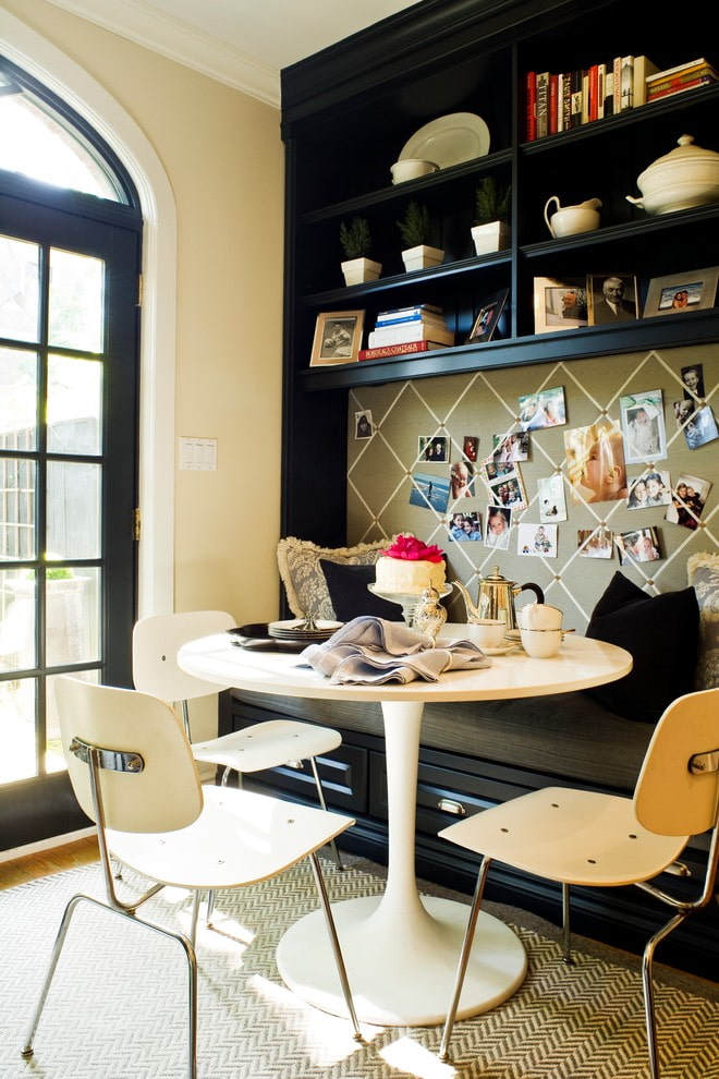 Shelves above the dining area Shelves above the dining area