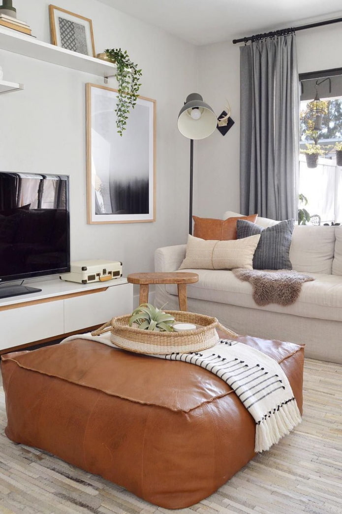 Leather pouf Leather pouf