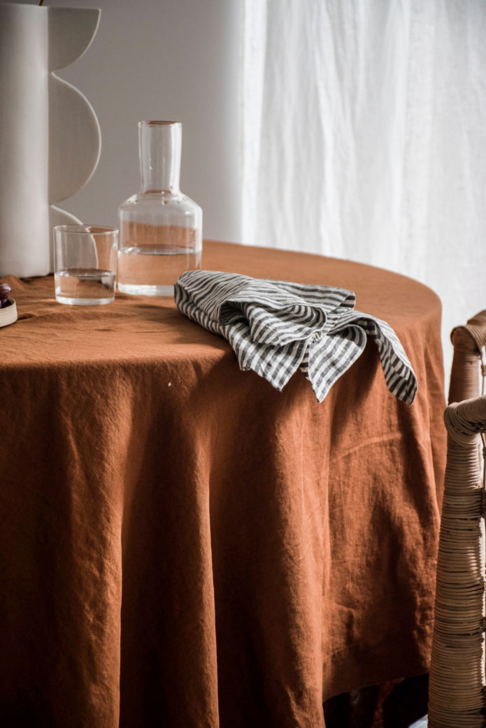 Tablecloth on a round table Tablecloth on a round table