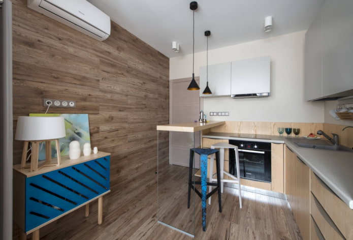 laminate on the wall and floor