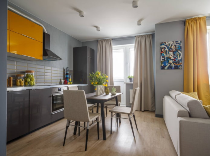 floor in the kitchen-living room