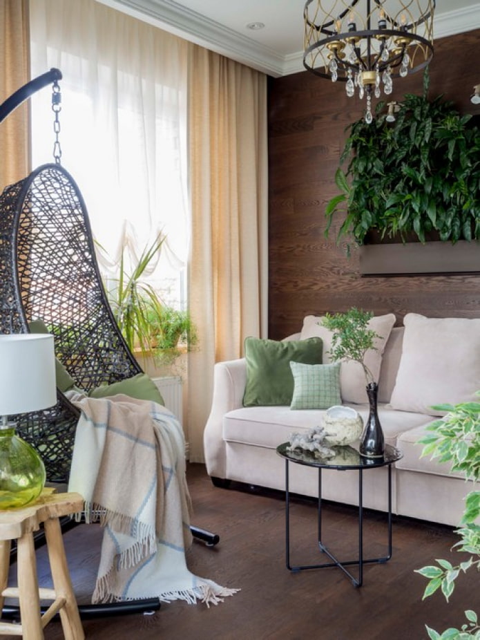 a picture of plants over the sofa