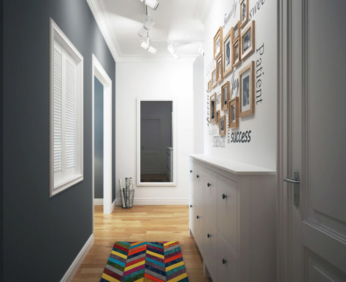 wall lighting in a narrow hallway