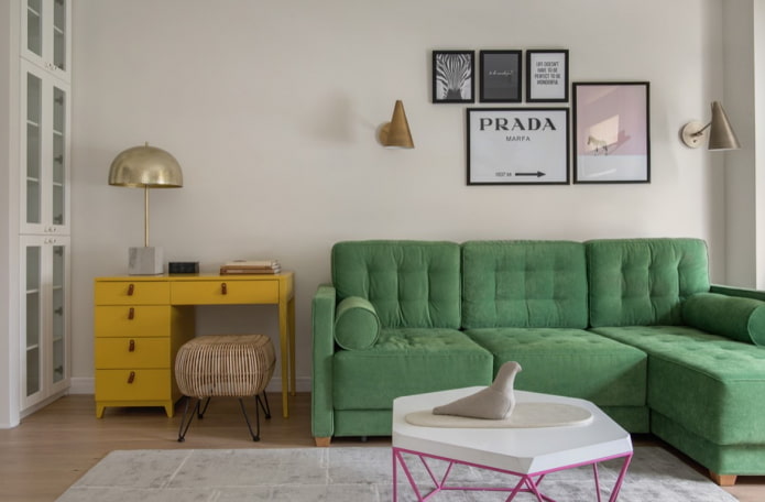 modern posters in the hall