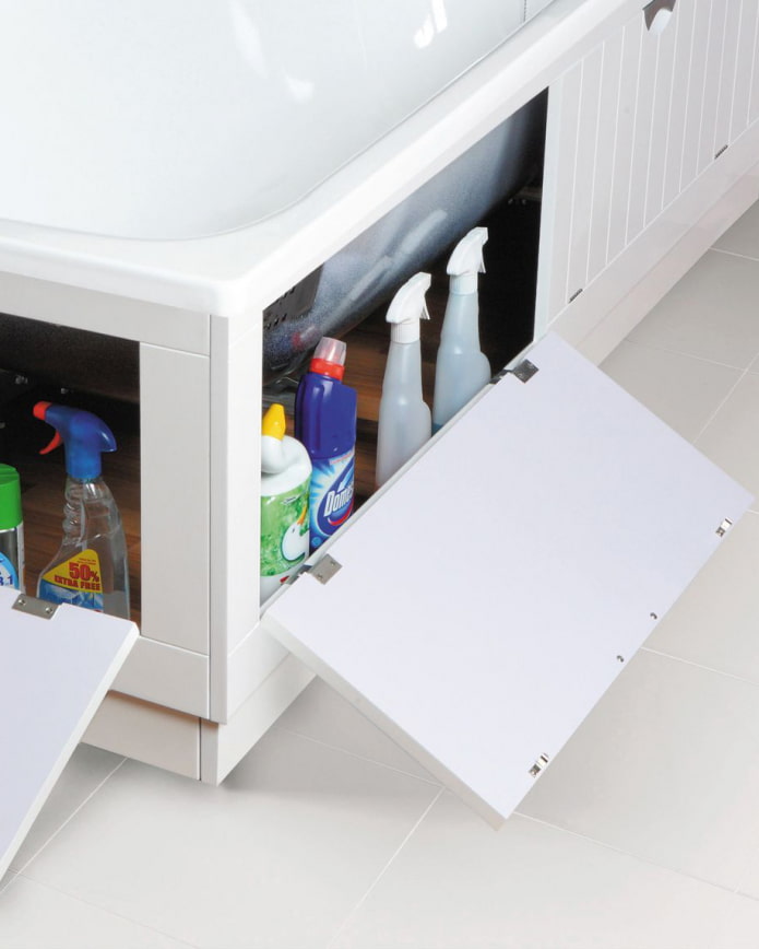 Cleaning products under the bathroom