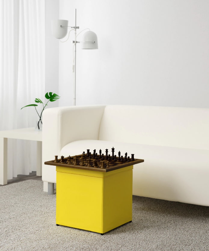 Yellow pouf stool Yellow pouf stool