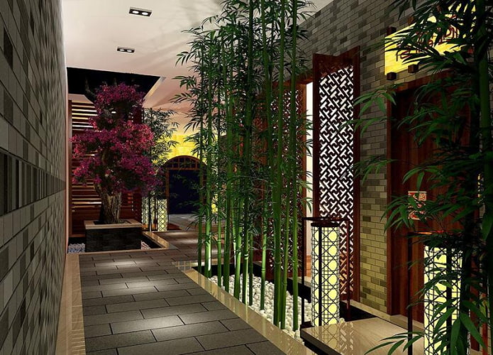 tall bamboo in the hallway