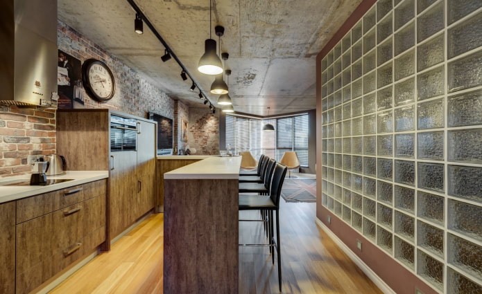 glass blocks in the loft style