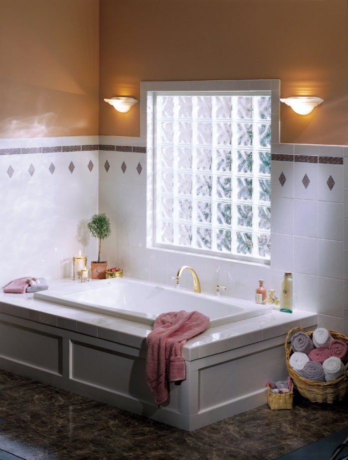 glass block window in the bathroom