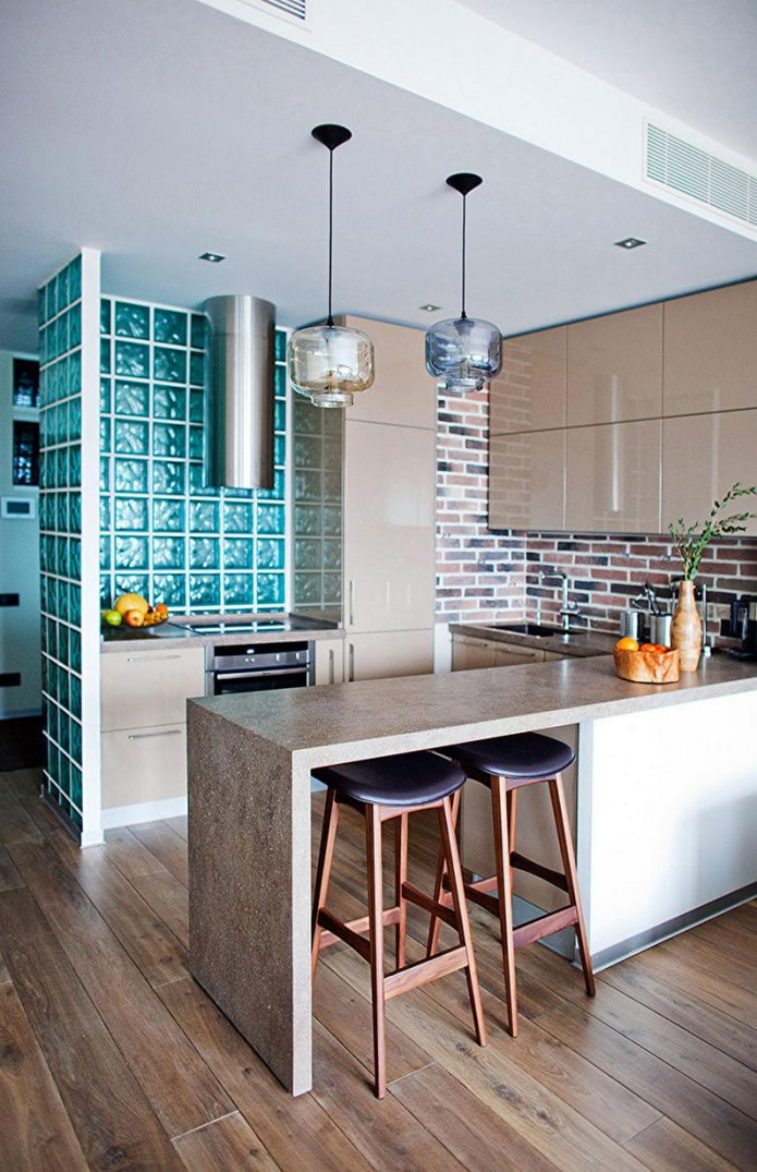 glass blocks in the kitchen