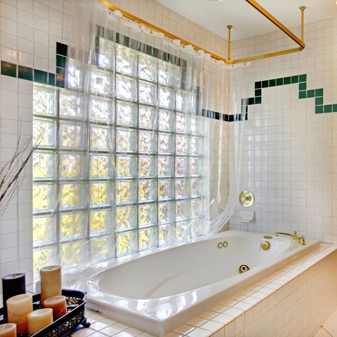 glass block window in the bathroom