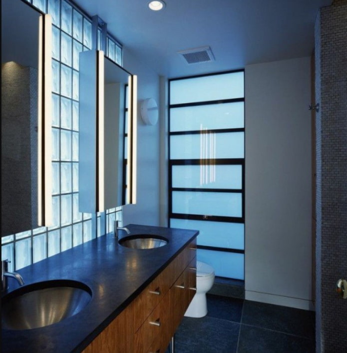 glass blocks in the bathroom