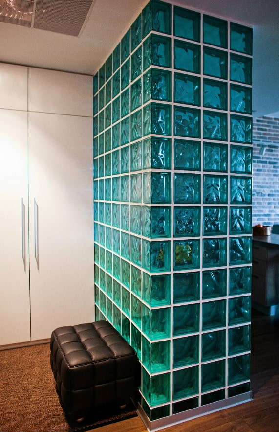 glass blocks in the hallway