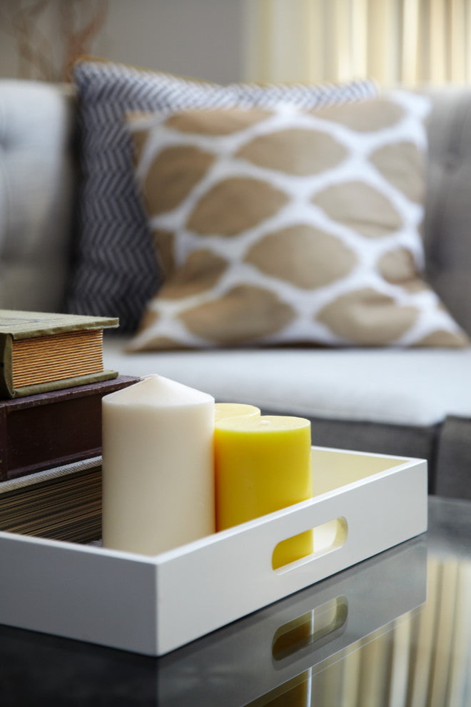 Tray with books and candles