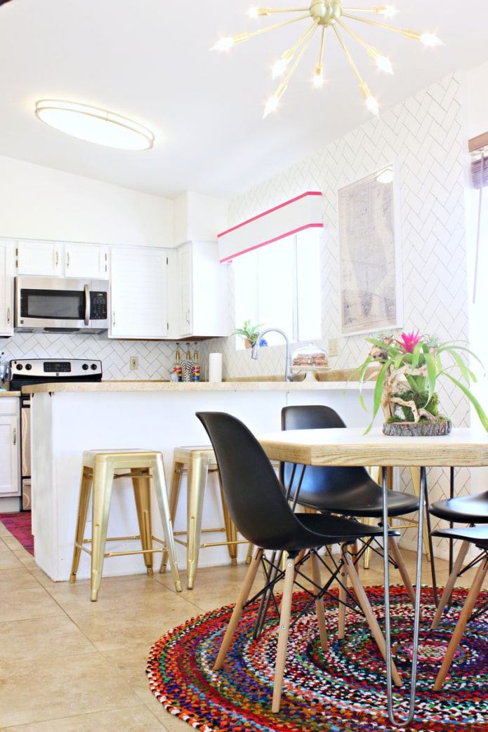 scandi kitchen with carpet