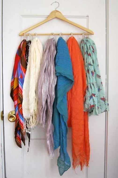 Scarves on hangers Scarves on hangers