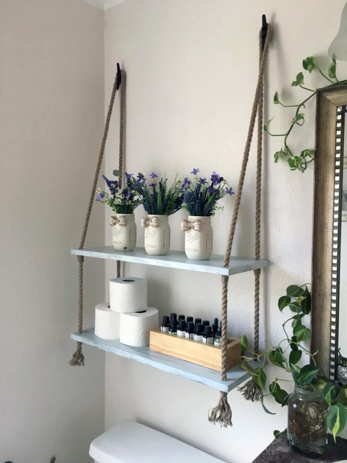 Shelves on ropes Shelves on ropes