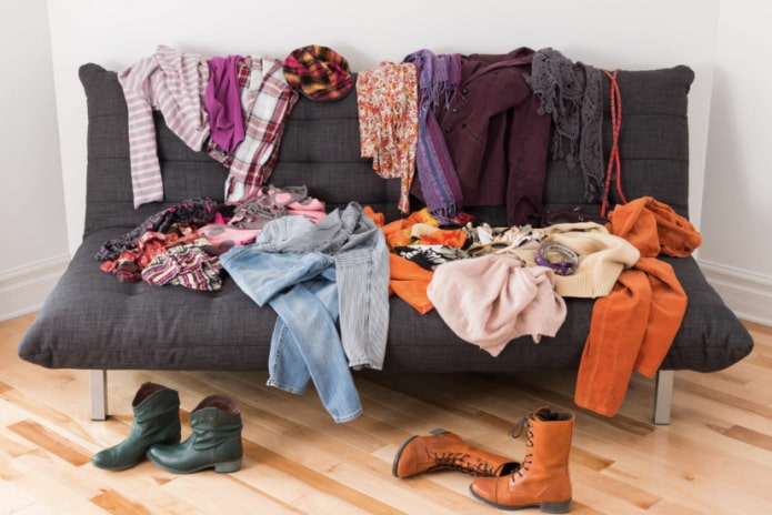 clothes on the couch