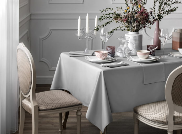 gray plain tablecloth