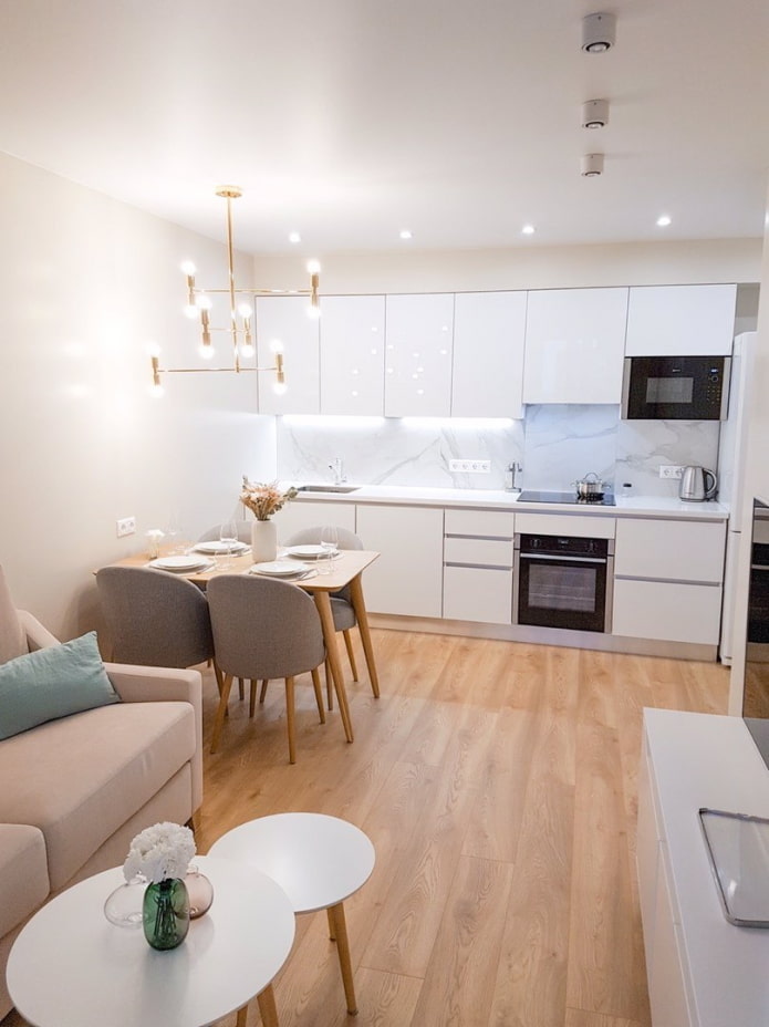 living room with kitchen