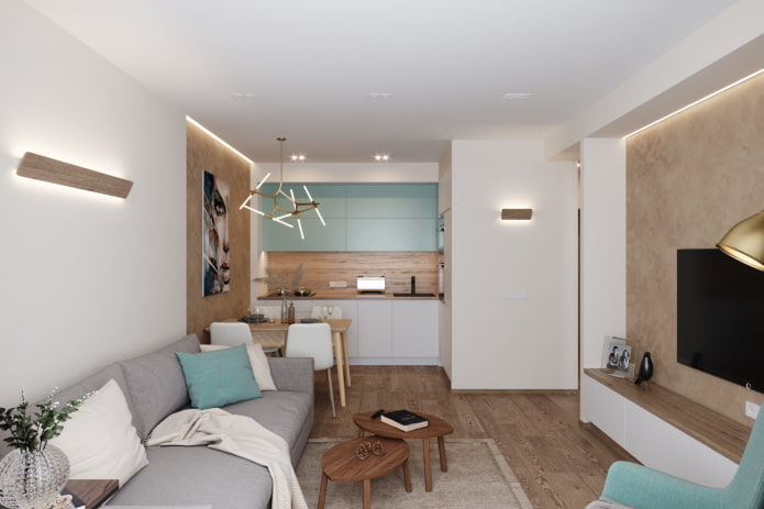 bright kitchen-living room