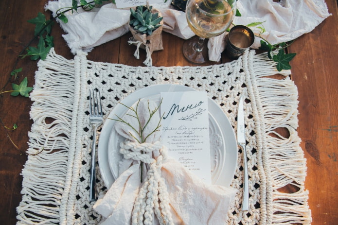 napkin on macrame table