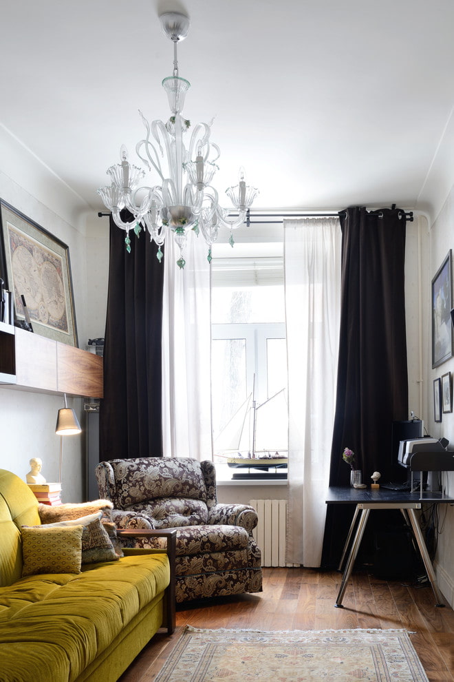 Twin curtains in a modern interior