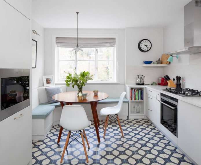 colored tiles on the floor in the kitchen colored tiles on the floor in the kitchen
