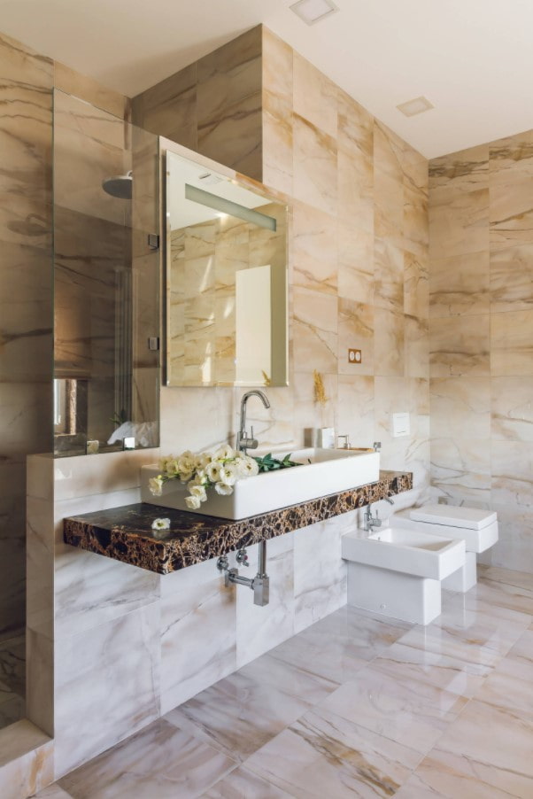 beige marble walls