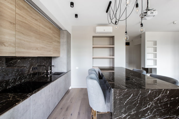 combination of marble and concrete